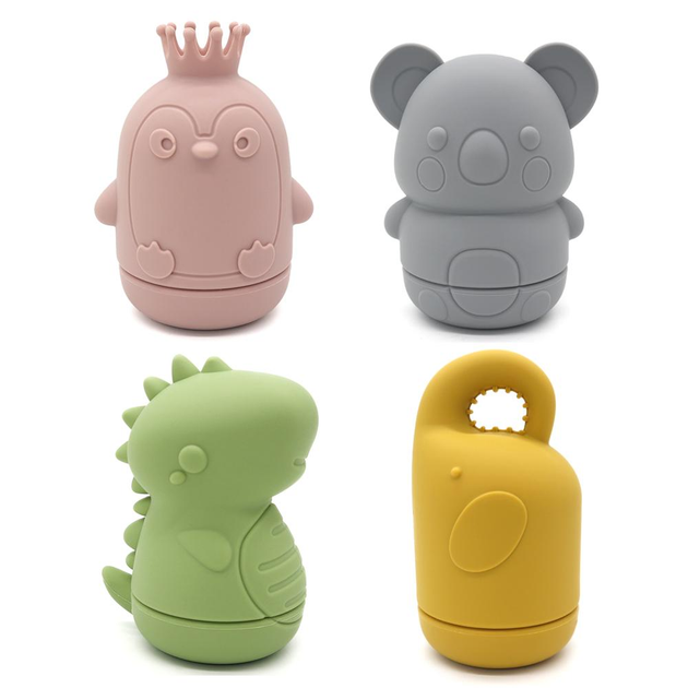 Set giocattoli da bagno in silicone per bambini 4 pz